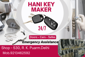 white and gray modern key and locksmith service magnet